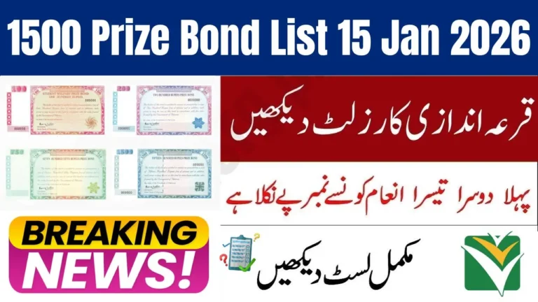 1500 Prize Bond List 15 Jan 2026 – No Draw Held Next Draw Date Confirmed