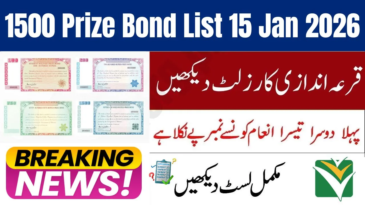 1500 Prize Bond List 15 Jan 2026 – No Draw Held Next Draw Date Confirmed